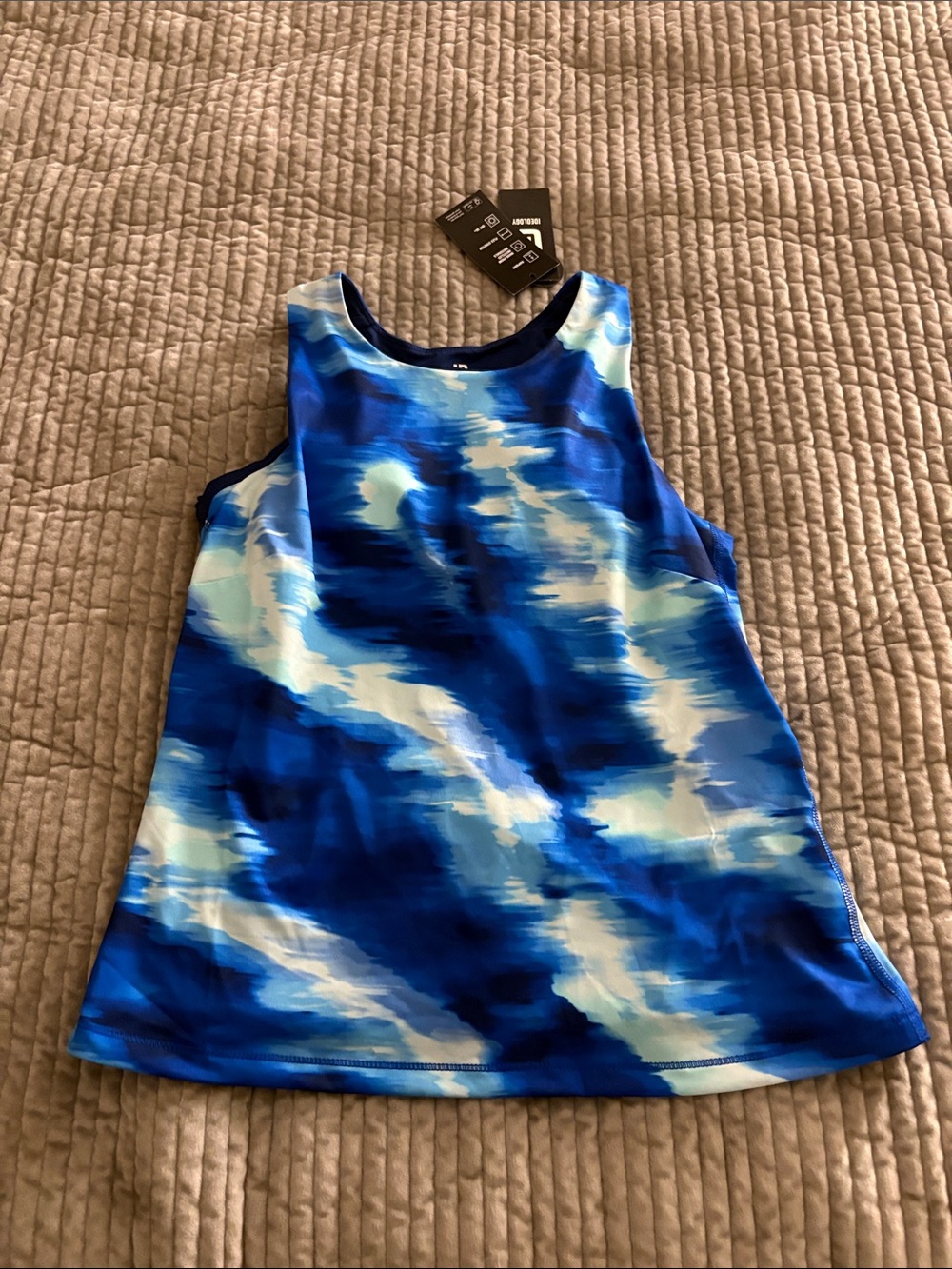 Ideology Blue and White Tie-Dye Tank Top